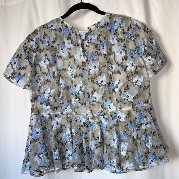 Alexander McQueen sheer floral peplum blouse - Picture 2 of 5
